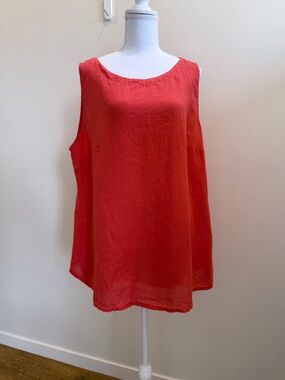 Grizas Sleeveless 100% Linen Top size 2XL Lagenlook Artsy Summer Closet Staple
